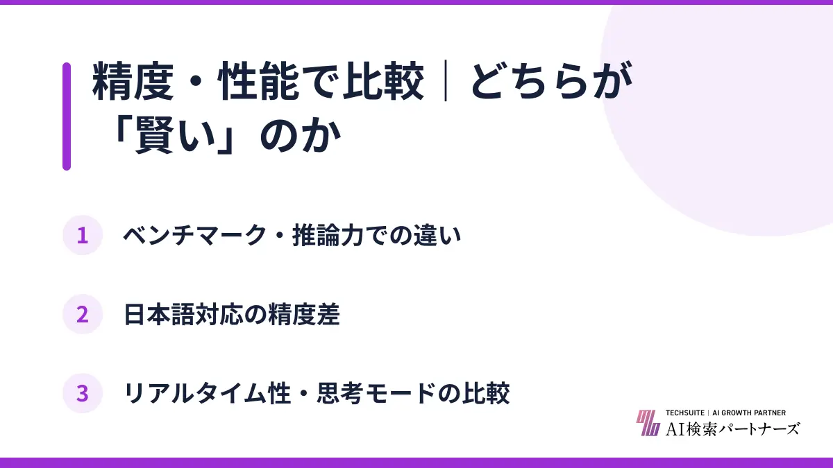 精度・性能で比較｜どちらが「賢い」のか