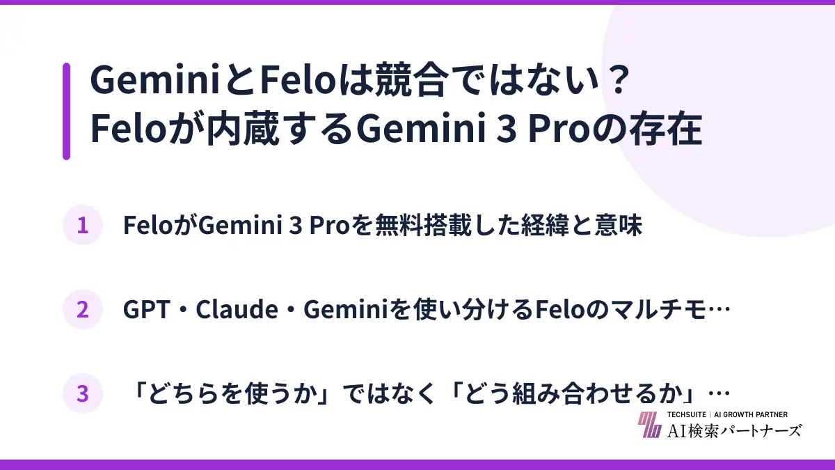 GeminiとFeloは競合ではない？Feloが内蔵するGemini 3 Proの存在