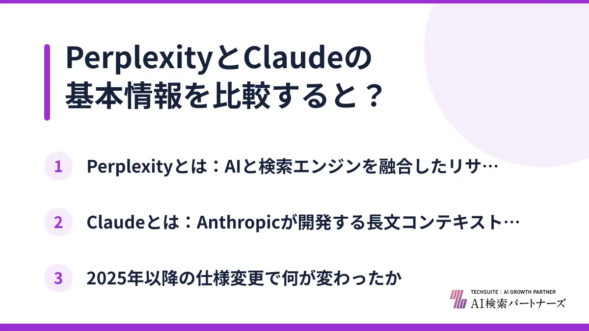 PerplexityとClaudeの基本情報を比較すると？