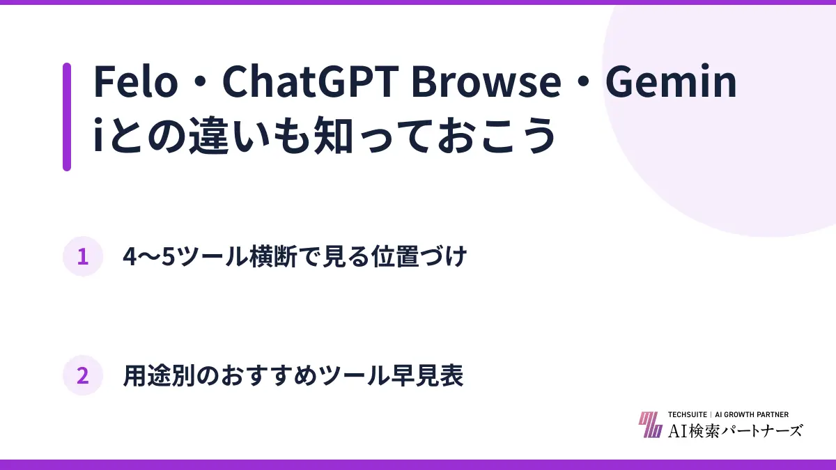 Felo・ChatGPT Browse・Geminiとの違いも知っておこう