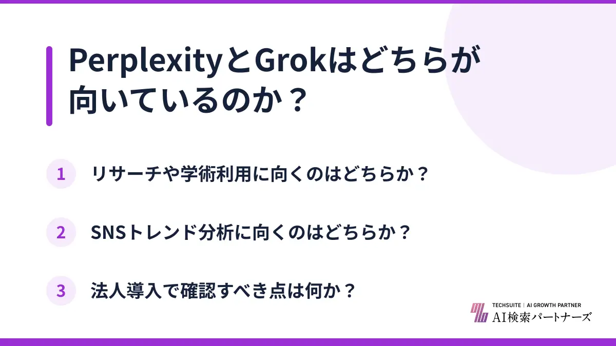 PerplexityとGrokはどちらが向いているのか?