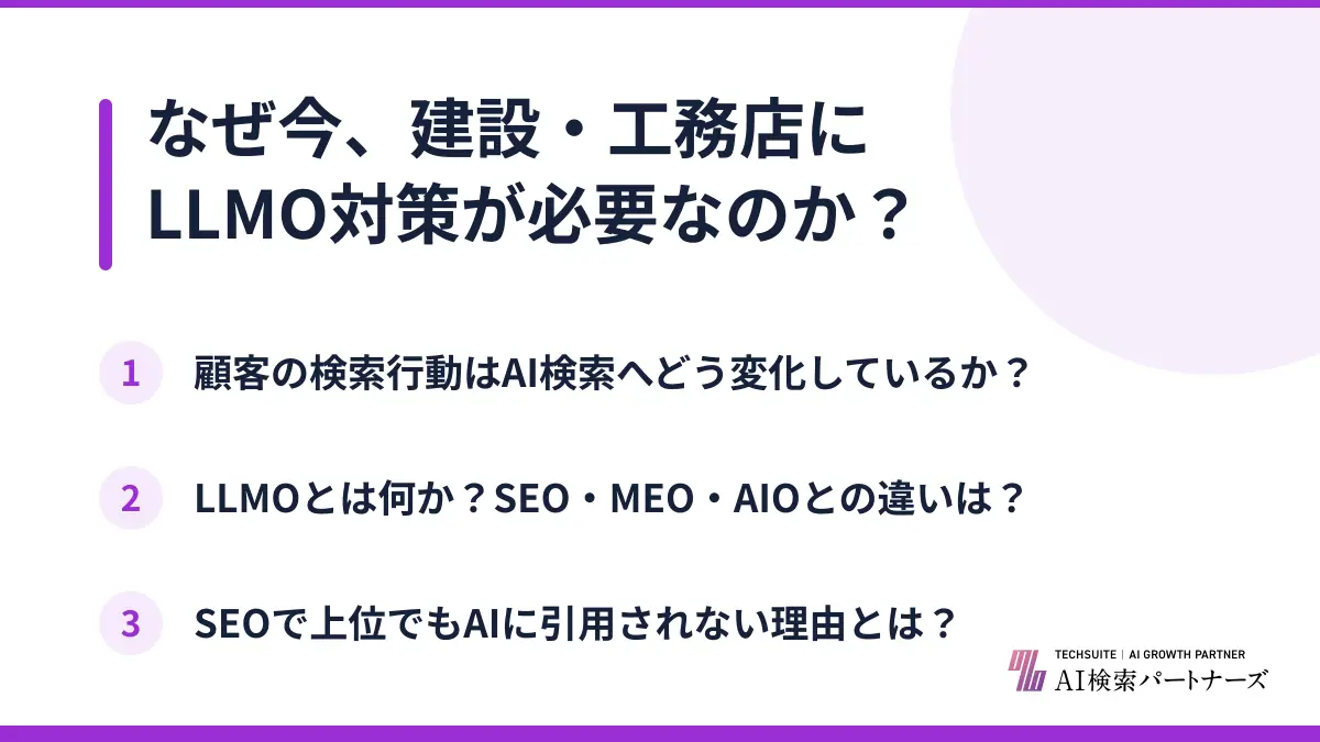 なぜ今、建設・工務店にLLMO対策が必要なのか?