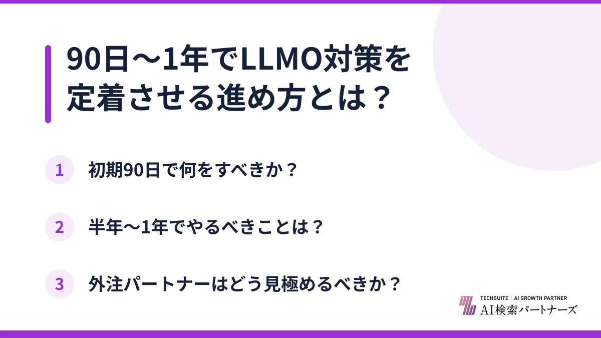 90日〜1年でLLMO対策を定着させる進め方とは?