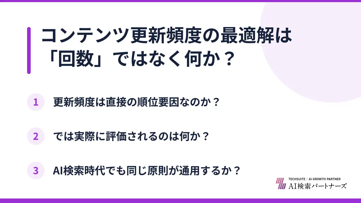 コンテンツ更新頻度の最適解は「回数」ではなく何か？