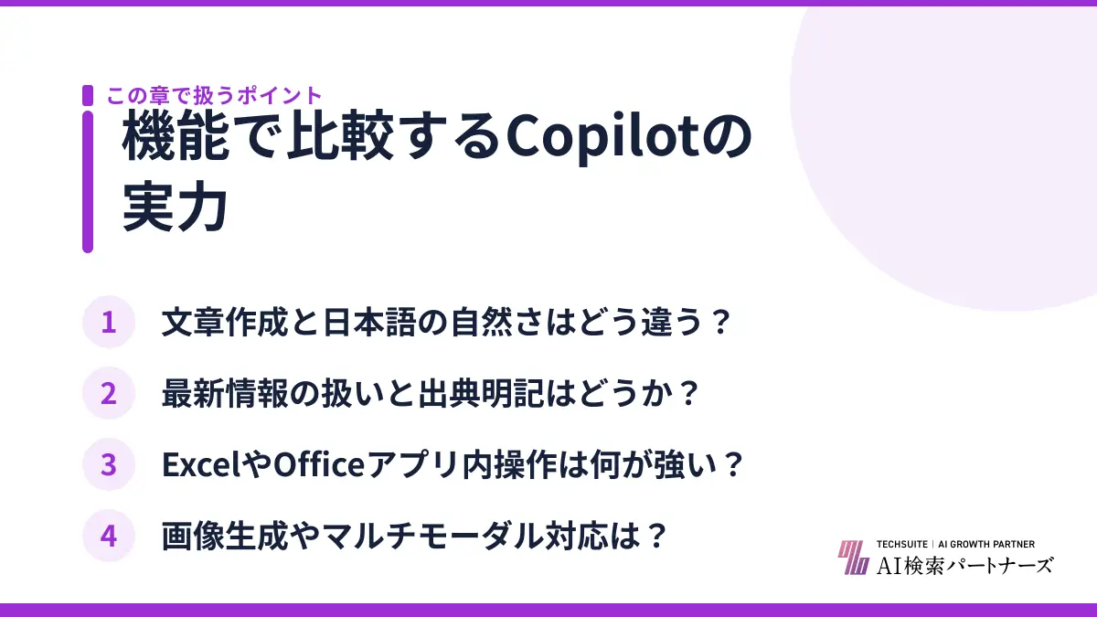 機能で比較するCopilotの実力