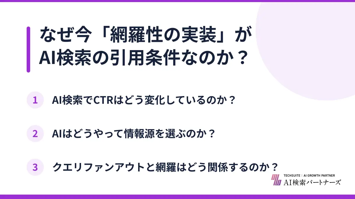 なぜ今「網羅性の実装」がAI検索の引用条件なのか？