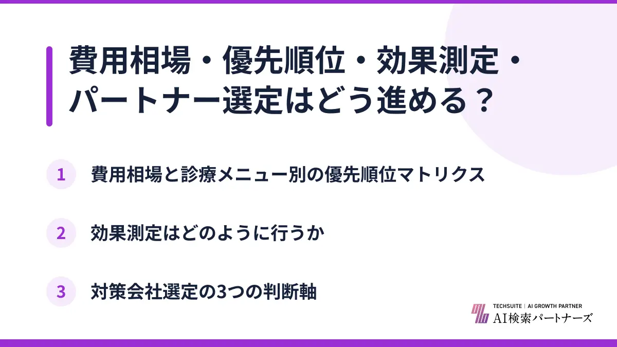 費用相場・優先順位・効果測定・パートナー選定はどう進める？