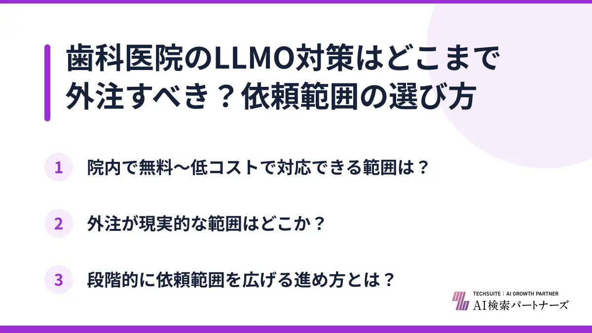 歯科医院のLLMO対策はどこまで外注すべき？依頼範囲の選び方