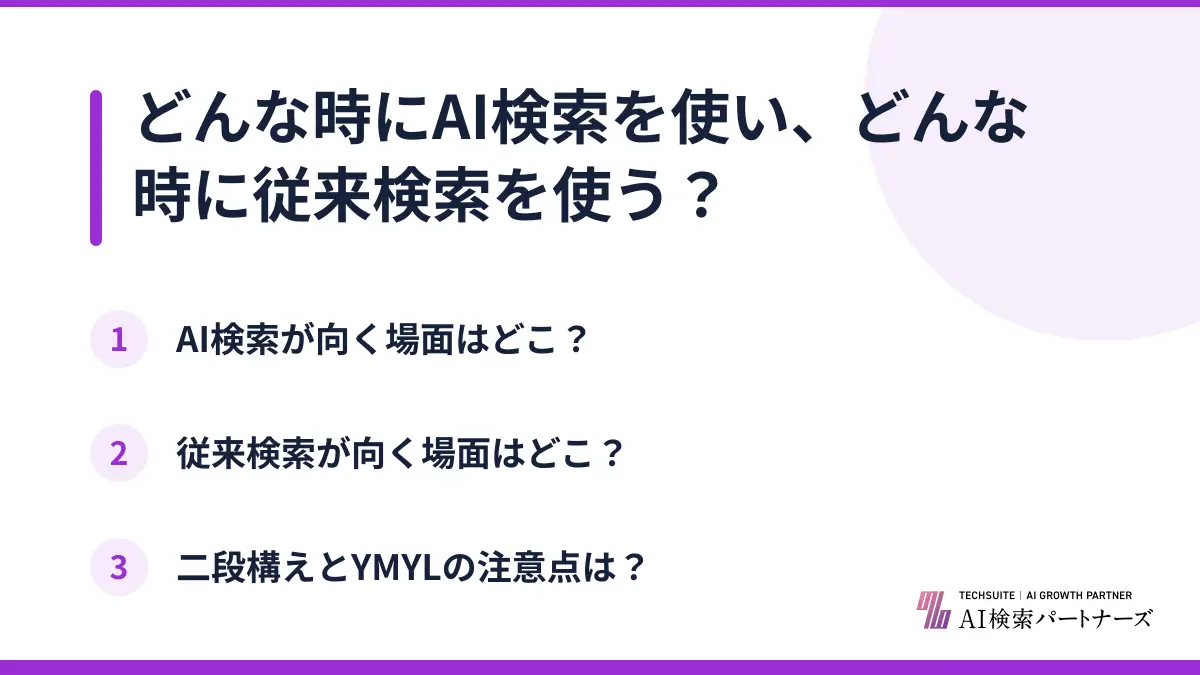 どんな時にAI検索を使い、どんな時に従来検索を使う?