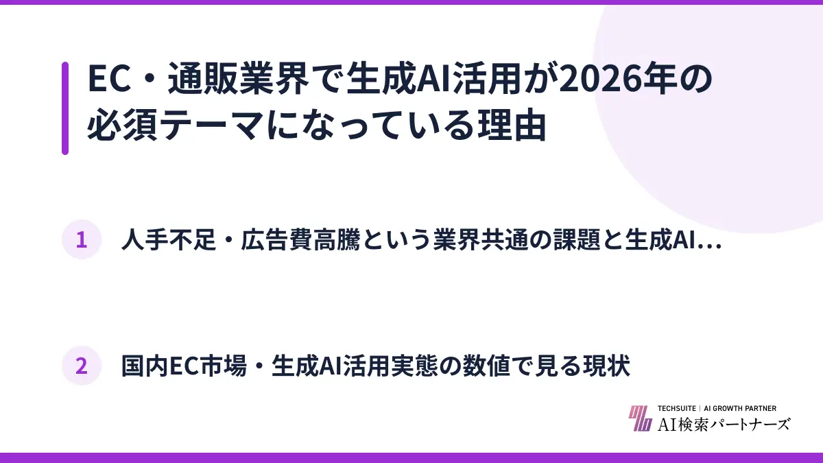 EC・通販業界で生成AI活用が2026年の必須テーマになっている理由