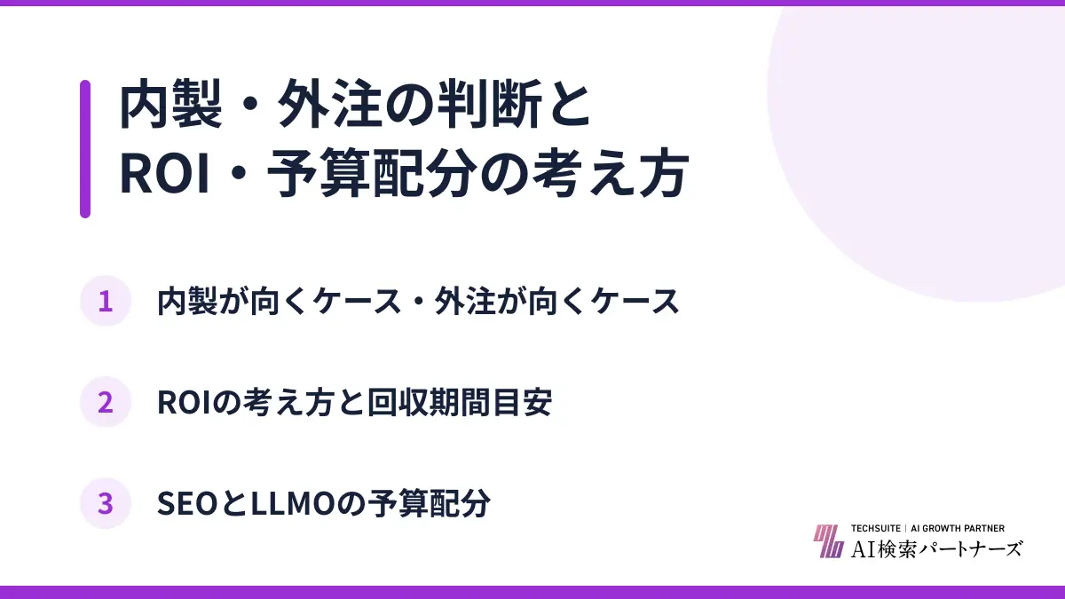内製・外注の判断とROI・予算配分の考え方