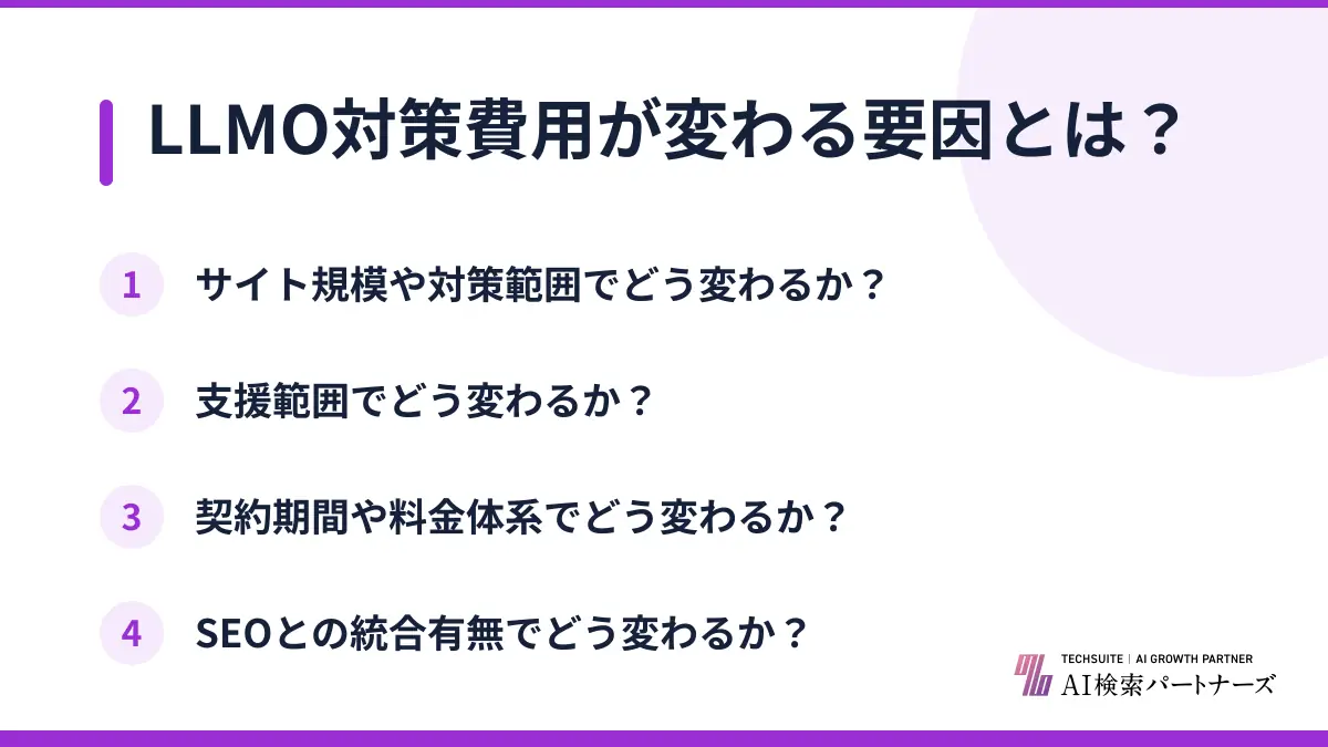 LLMO対策費用が変わる要因とは？