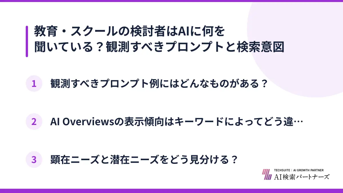教育・スクールの検討者はAIに何を聞いている？観測すべきプロンプトと検索意図