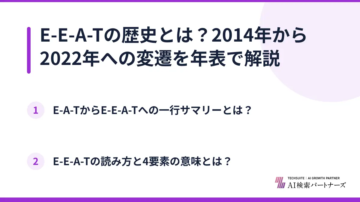 E-E-A-Tの歴史とは？2014年から2022年への変遷を年表で解説