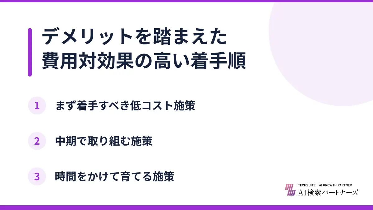 デメリットを踏まえた費用対効果の高い着手順