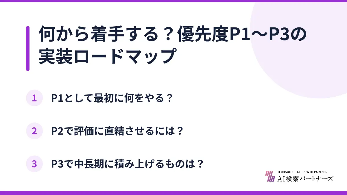 何から着手する?優先度P1〜P3の実装ロードマップ