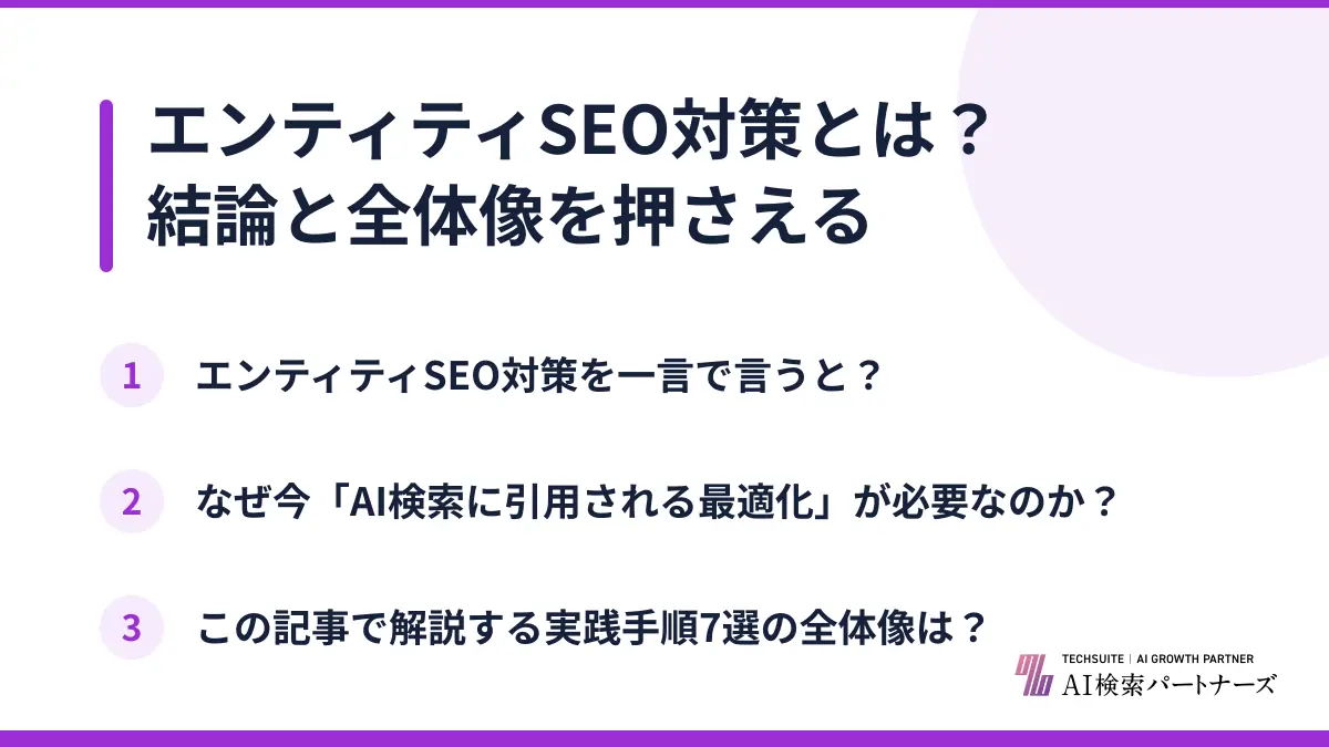 エンティティSEO対策とは？結論と全体像を押さえる