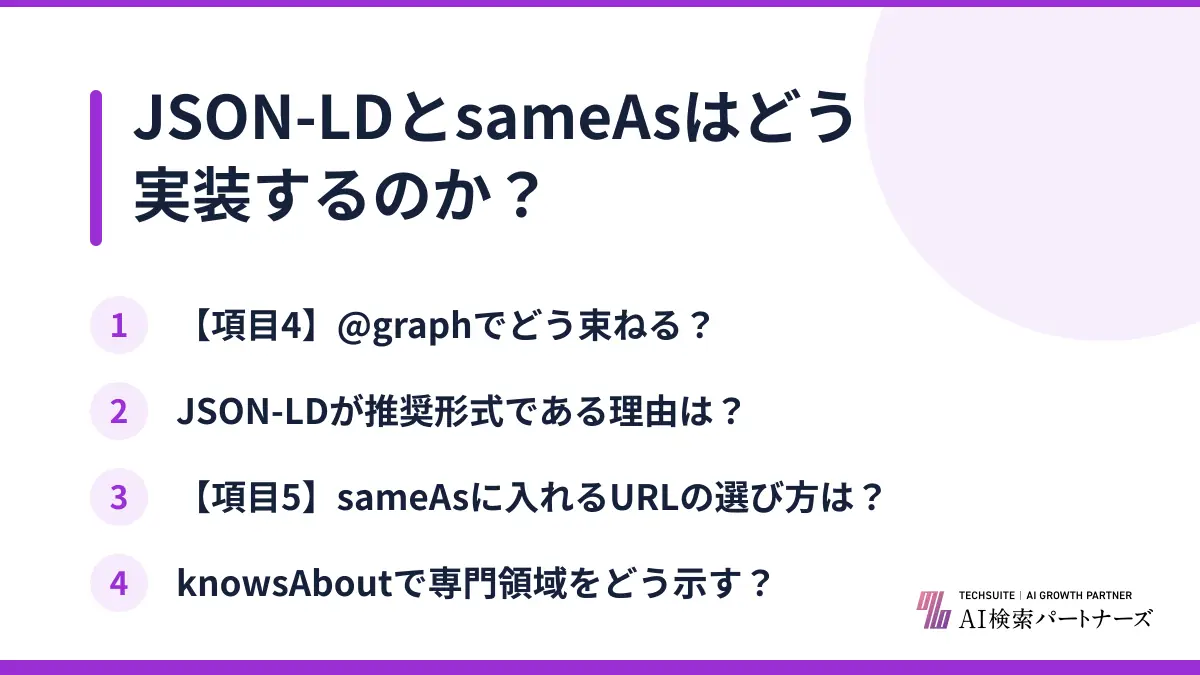 JSON-LDとsameAsはどう実装するのか？