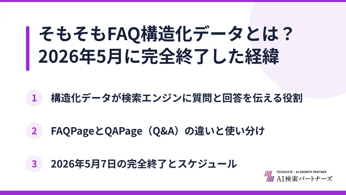 そもそもFAQ構造化データとは？2026年5月に完全終了した経緯