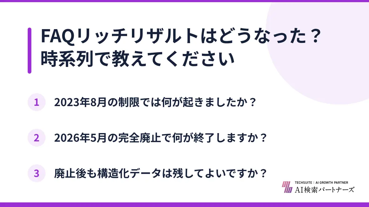 FAQリッチリザルトはどうなった?時系列で教えてください