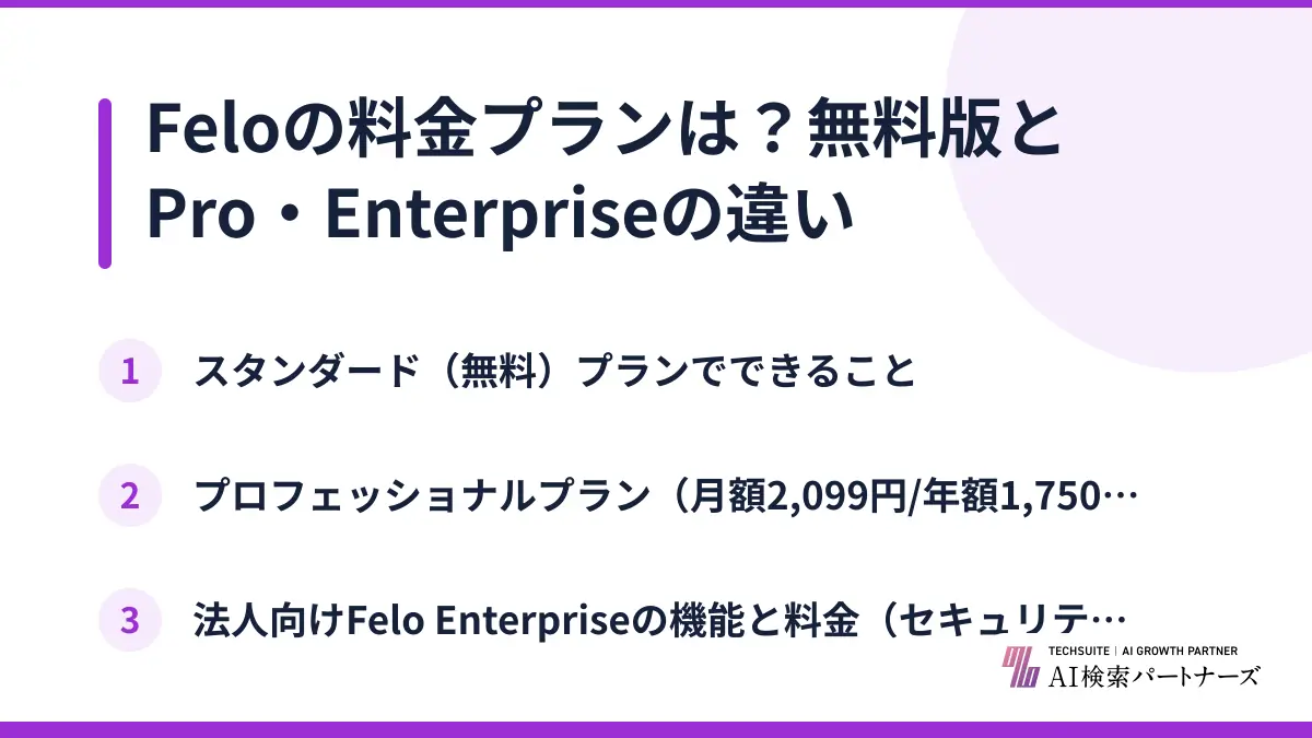 Feloの料金プランは?無料版とPro・Enterpriseの違い