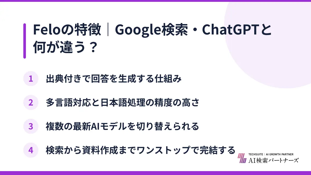 Feloの特徴｜Google検索・ChatGPTと何が違う？