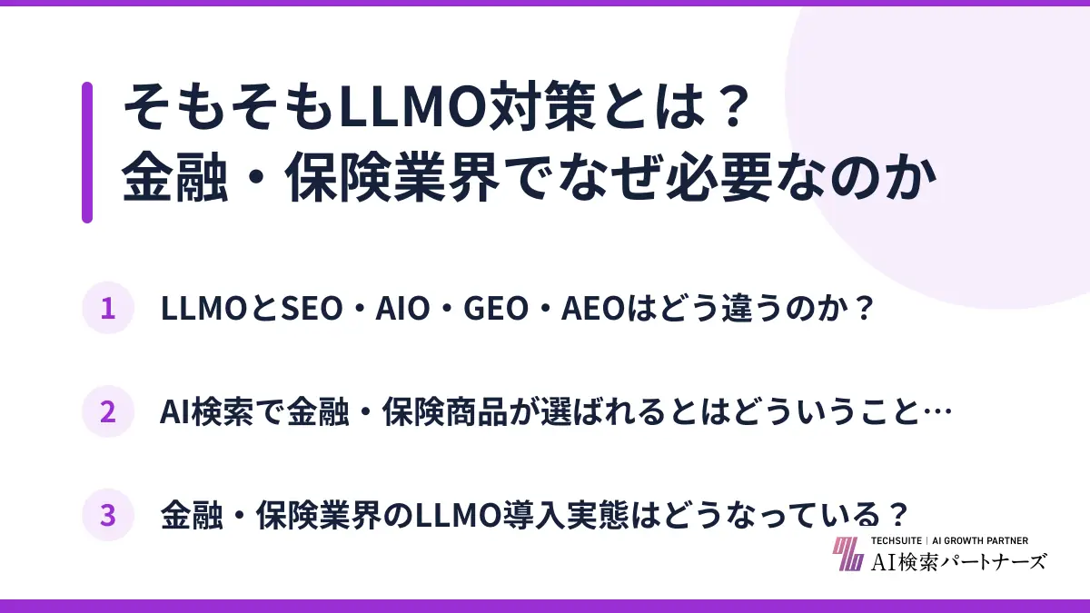 そもそもLLMO対策とは？金融・保険業界でなぜ必要なのか