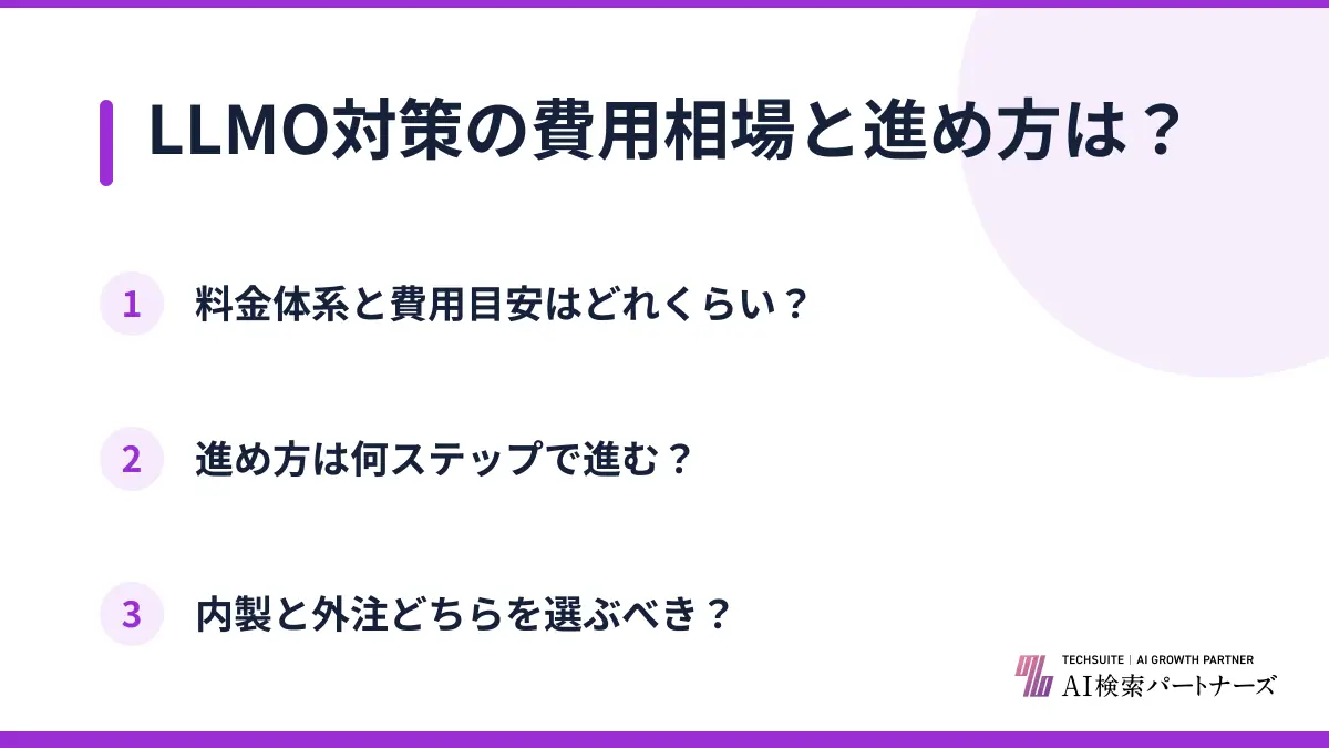 LLMO対策の費用相場と進め方は？