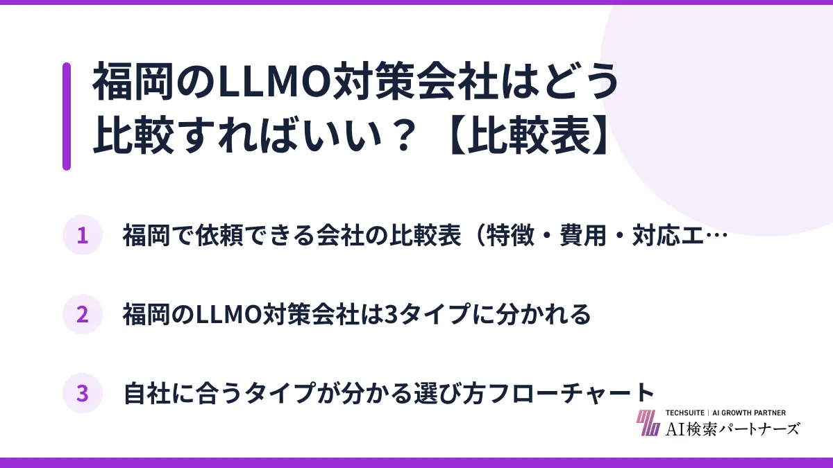 福岡のLLMO対策会社はどう比較すればいい?【比較表】