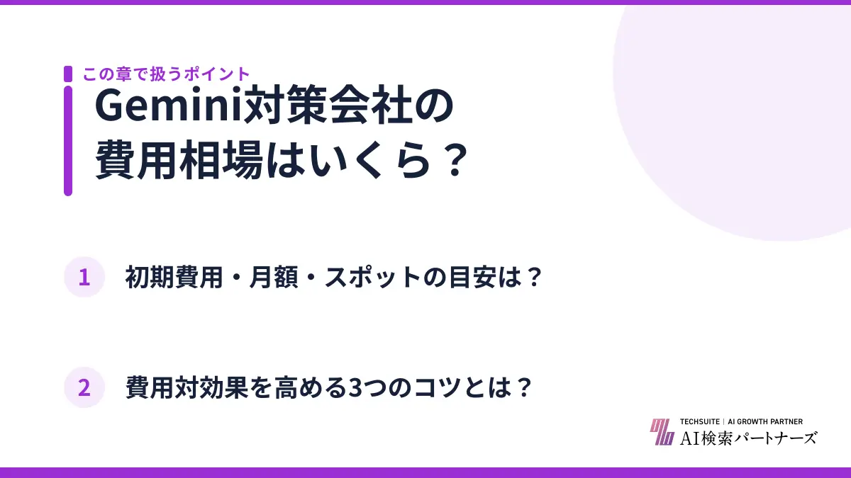 Gemini対策会社の費用相場はいくら？