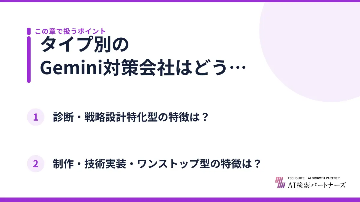タイプ別のGemini対策会社はどう違う？