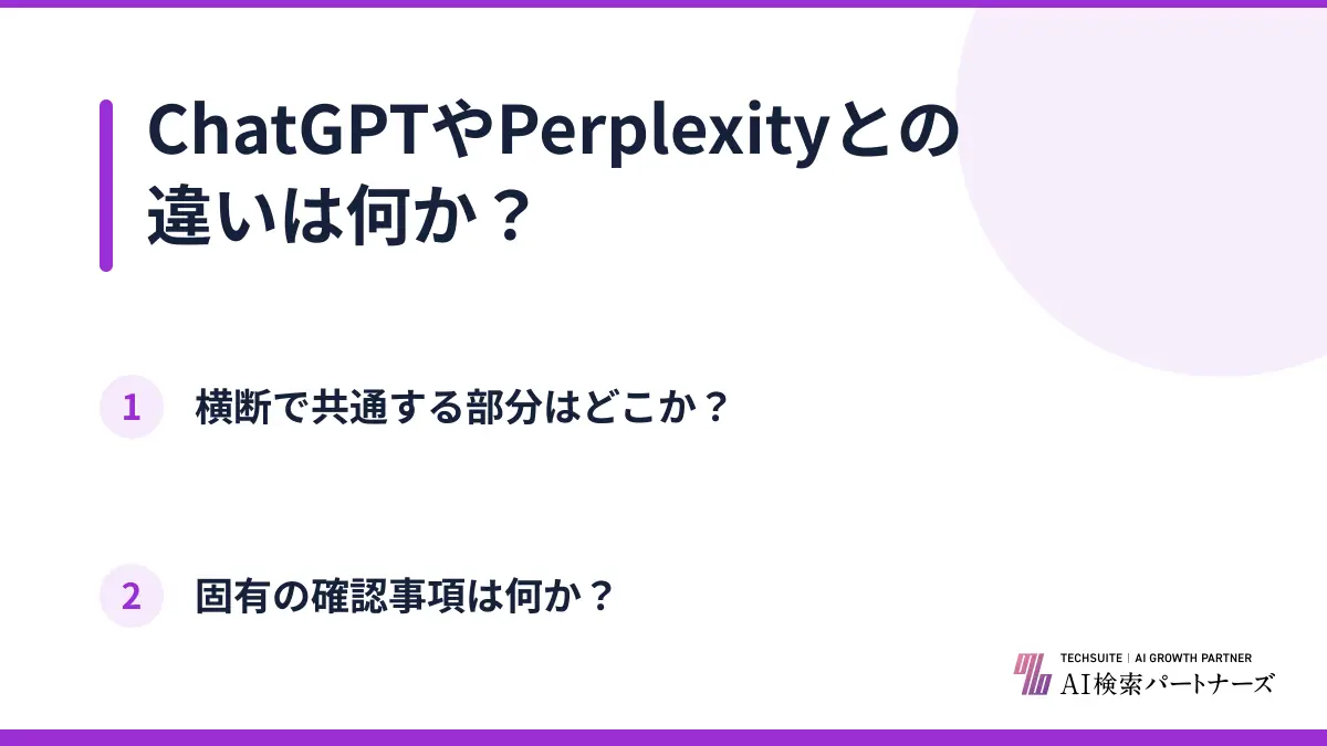 ChatGPTやPerplexityとの違いは何か?