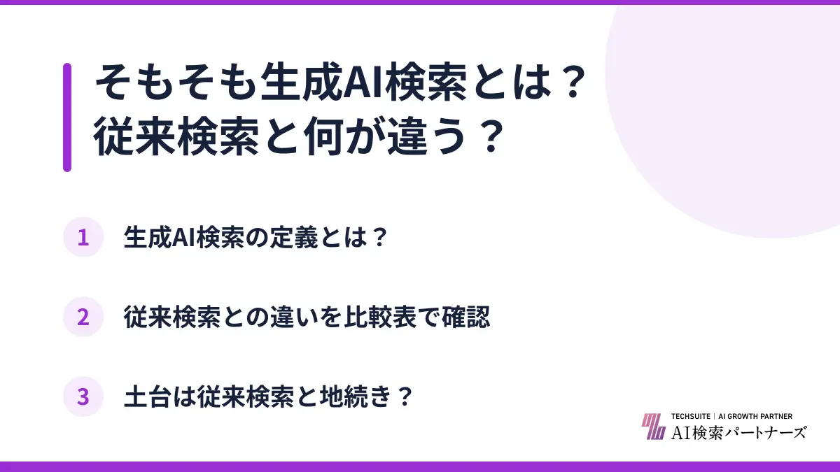 そもそも生成AI検索とは？従来検索と何が違う？