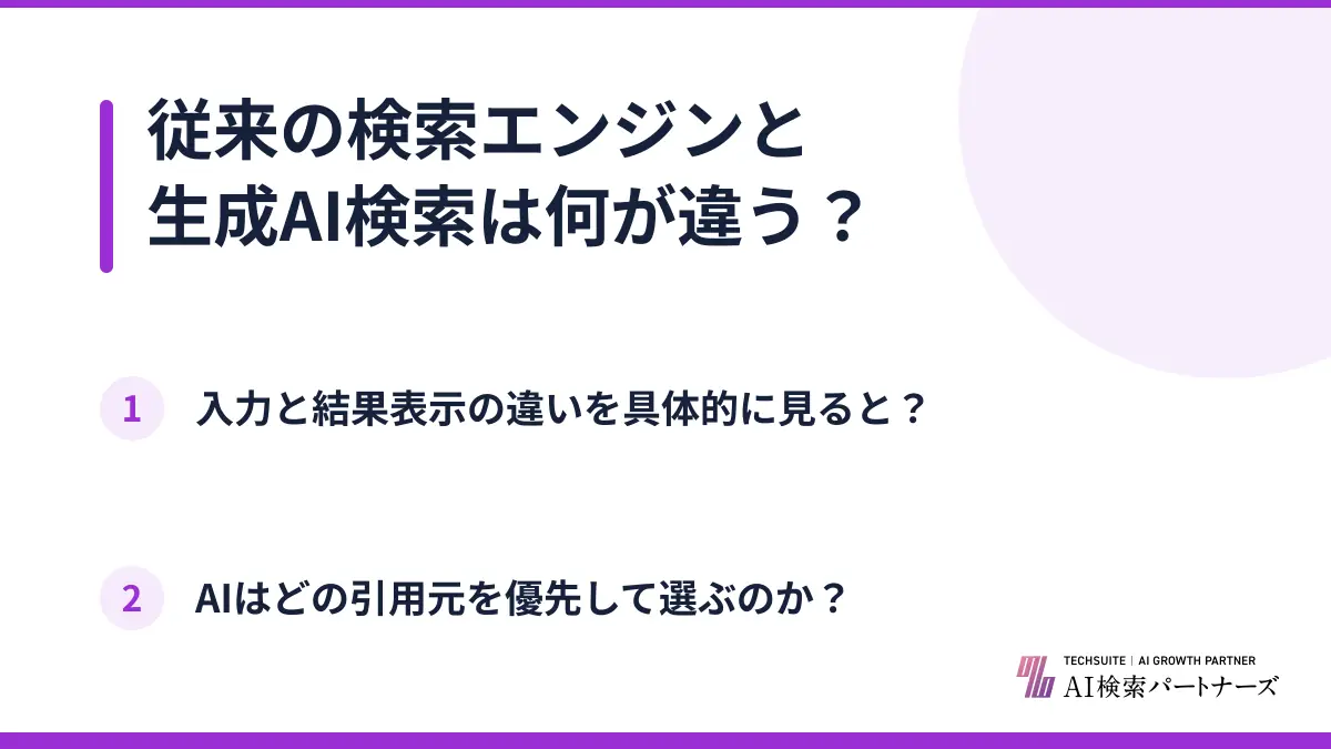 従来の検索エンジンと生成AI検索は何が違う？