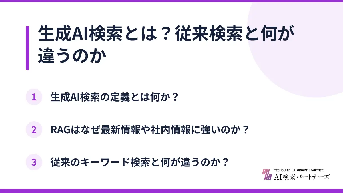 生成AI検索とは?従来検索と何が違うのか