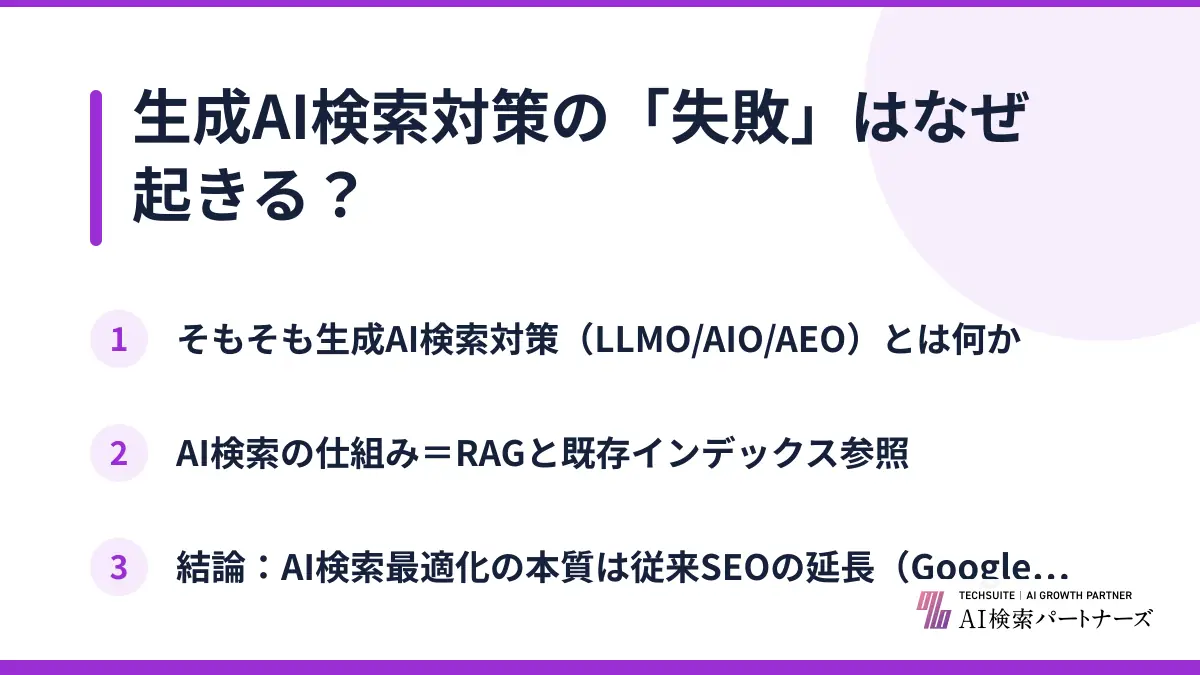 生成AI検索対策の「失敗」はなぜ起きる？