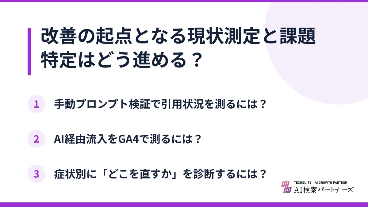 改善の起点となる現状測定と課題特定はどう進める?