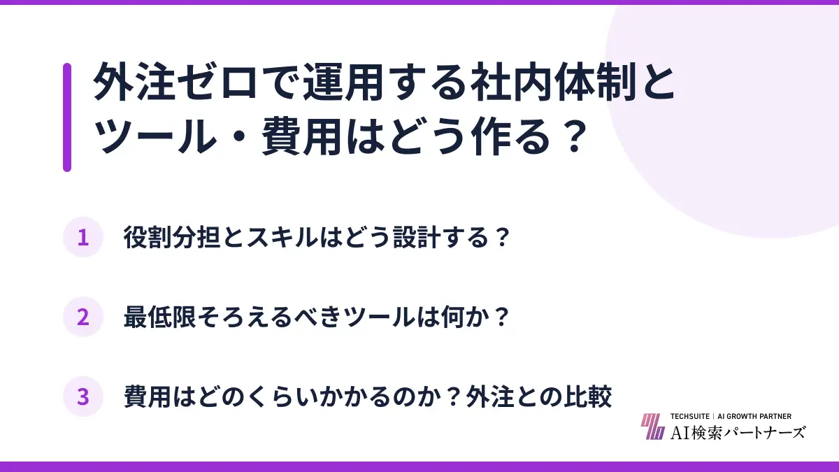 外注ゼロで運用する社内体制とツール・費用はどう作る？