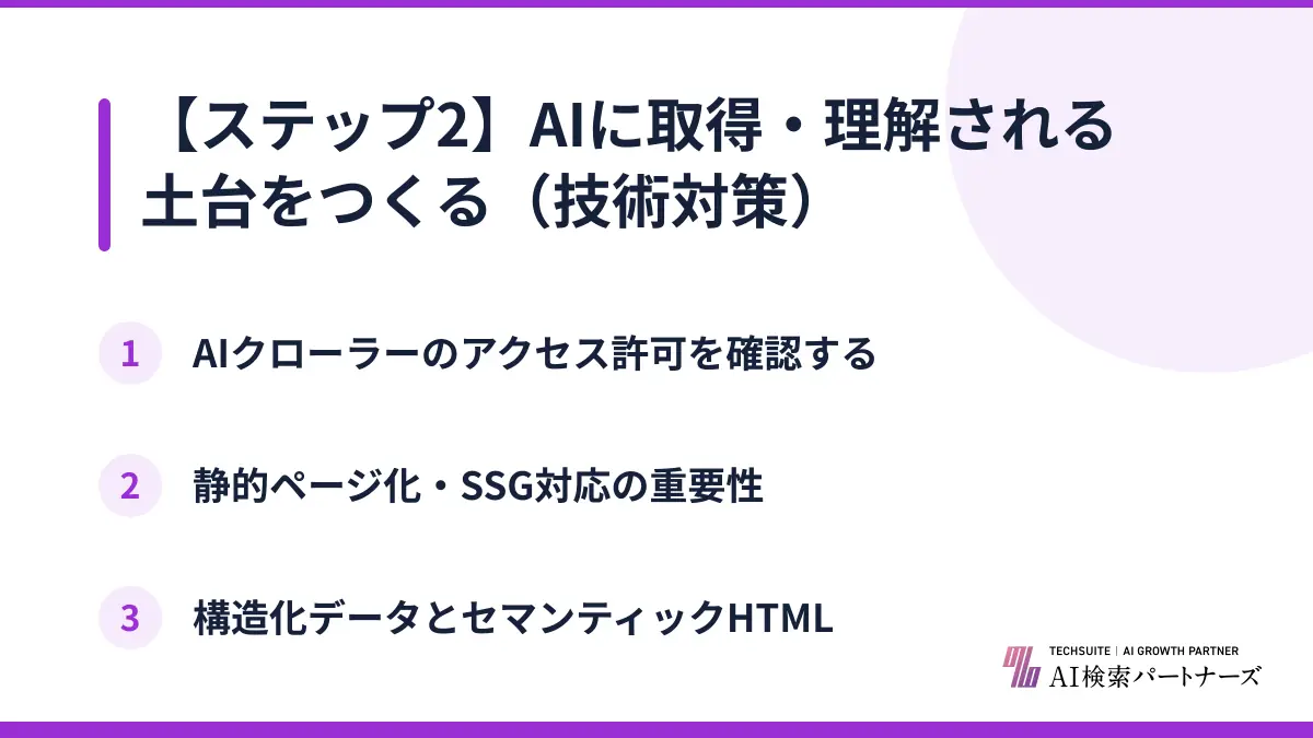 【ステップ2】AIに取得・理解される土台をつくる（技術対策）