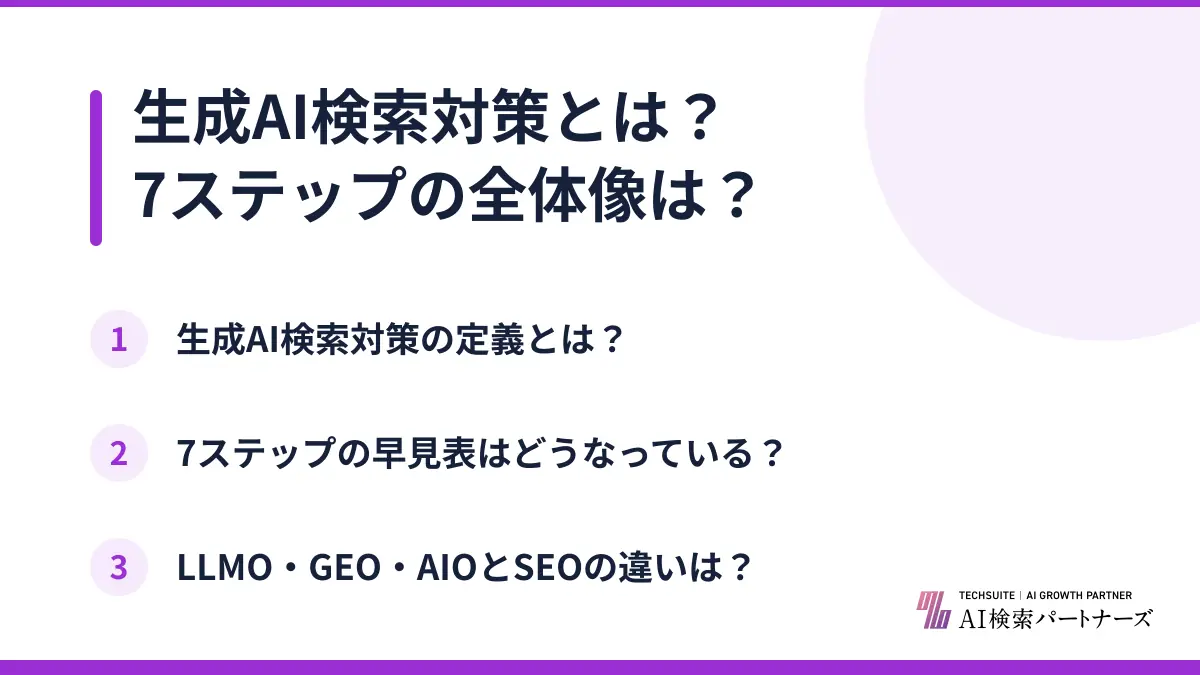 生成AI検索対策とは？7ステップの全体像は？