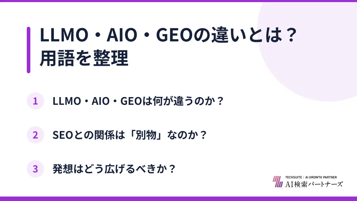 LLMO・AIO・GEOの違いとは？用語を整理