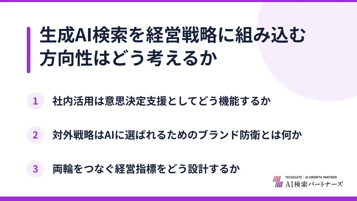 生成AI検索を経営戦略に組み込む方向性はどう考えるか