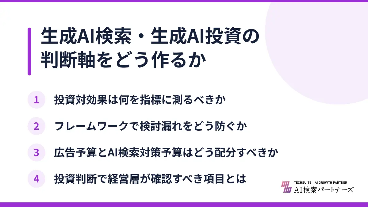 生成AI検索・生成AI投資の判断軸をどう作るか