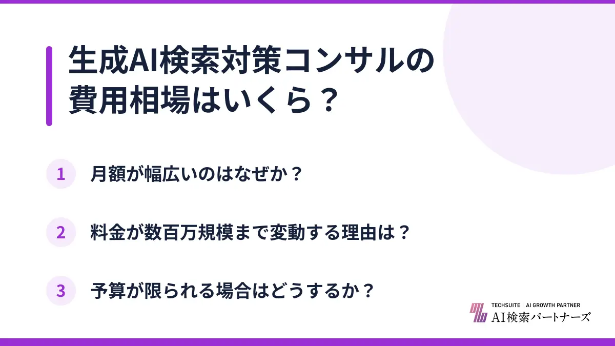 生成AI検索対策コンサルの費用相場はいくら？