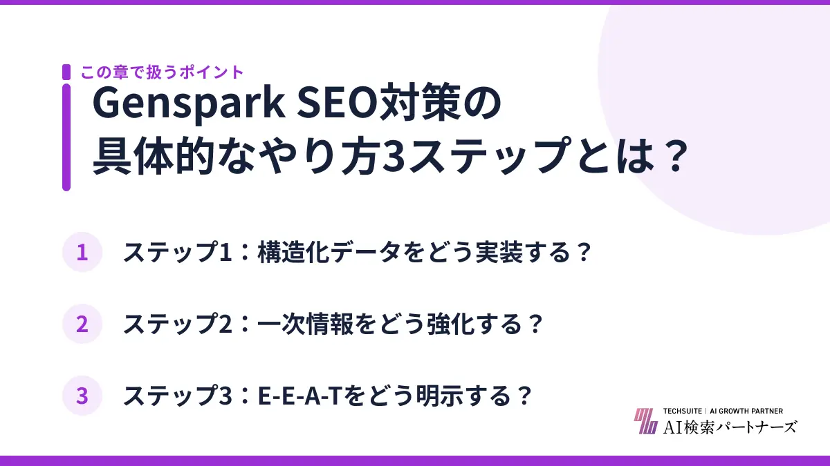 Genspark SEO対策の具体的なやり方3ステップとは？