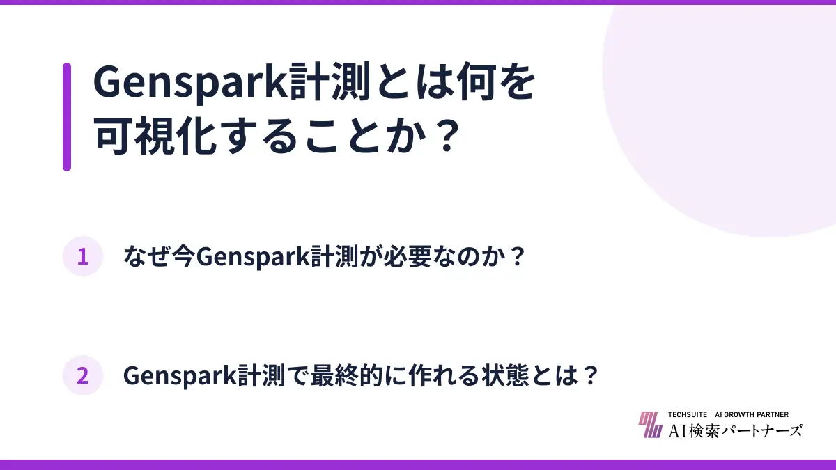 Genspark計測とは何を可視化することか？