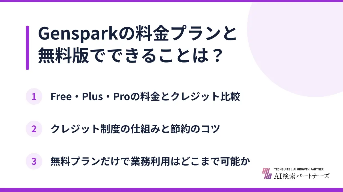 Gensparkの料金プランと無料版でできることは？