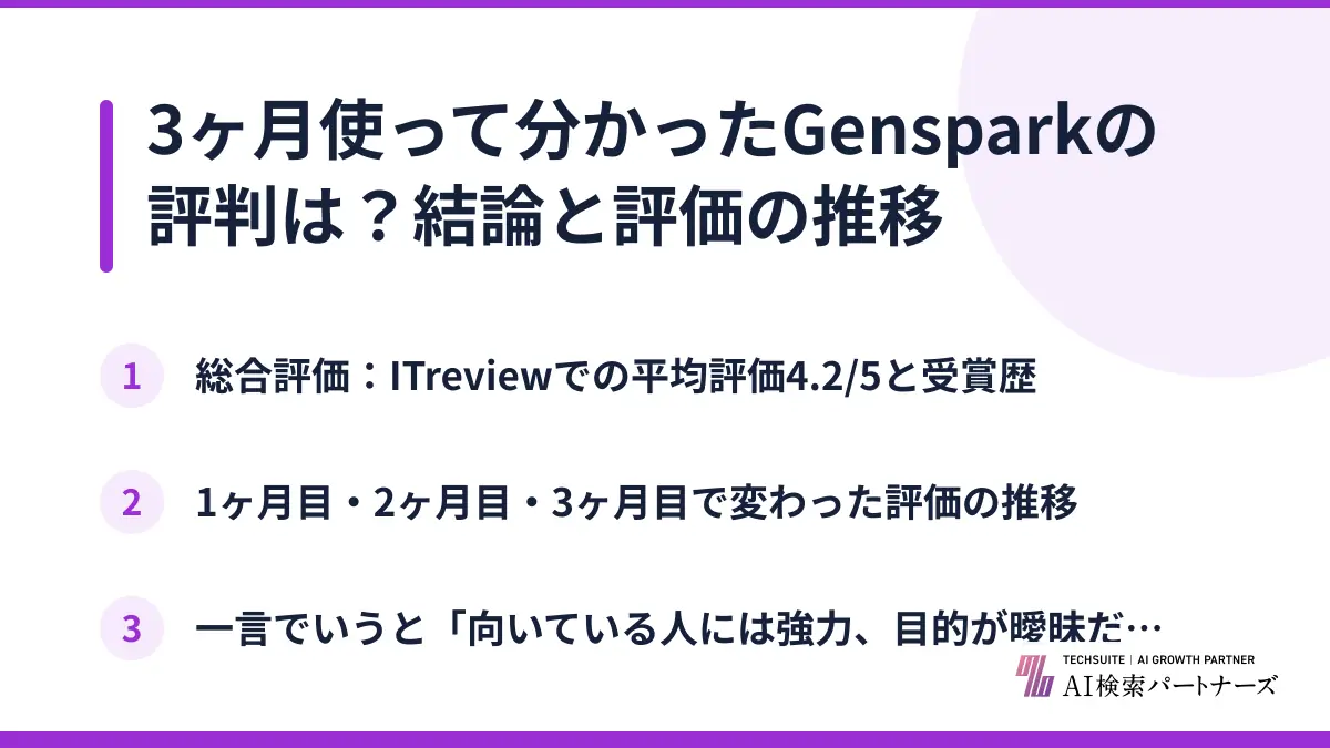 3ヶ月使って分かったGensparkの評判は?結論と評価の推移