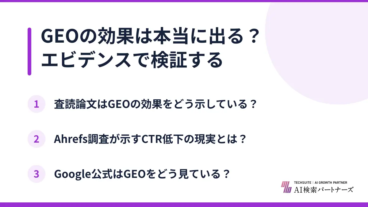 GEOの効果は本当に出る?エビデンスで検証する