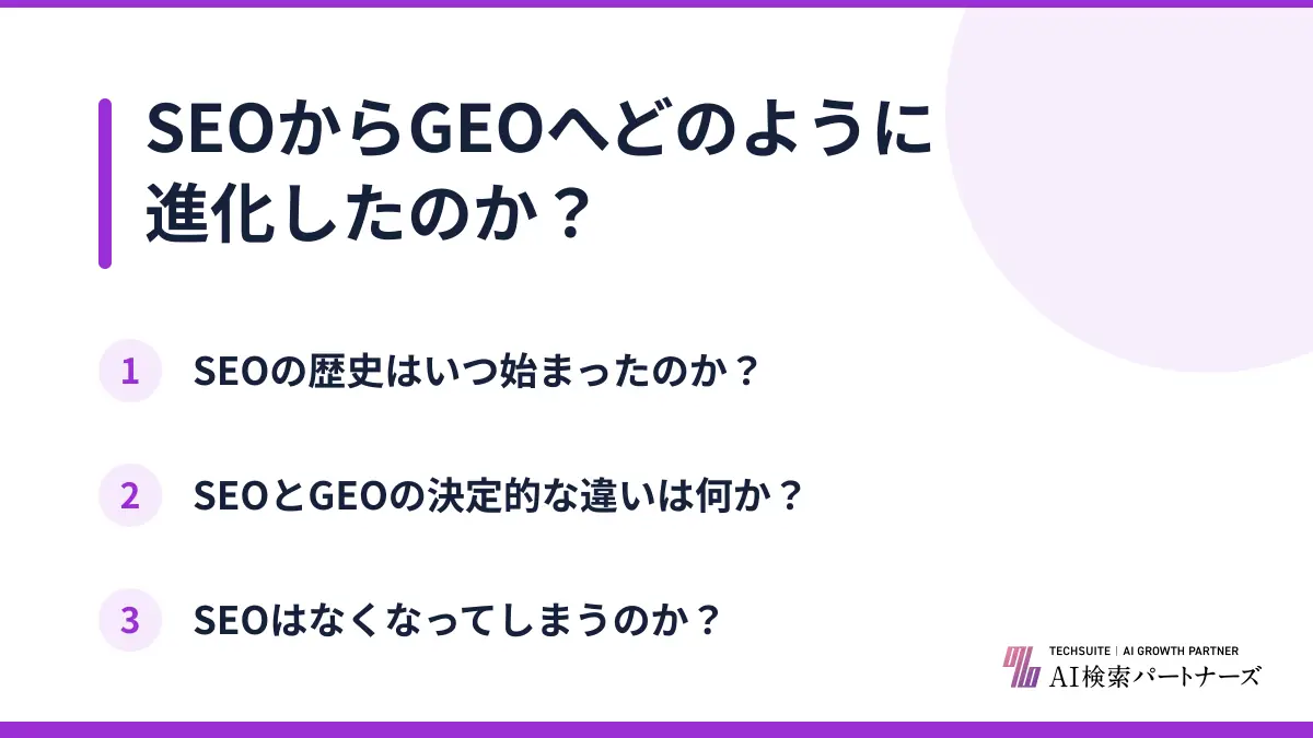 SEOからGEOへどのように進化したのか？